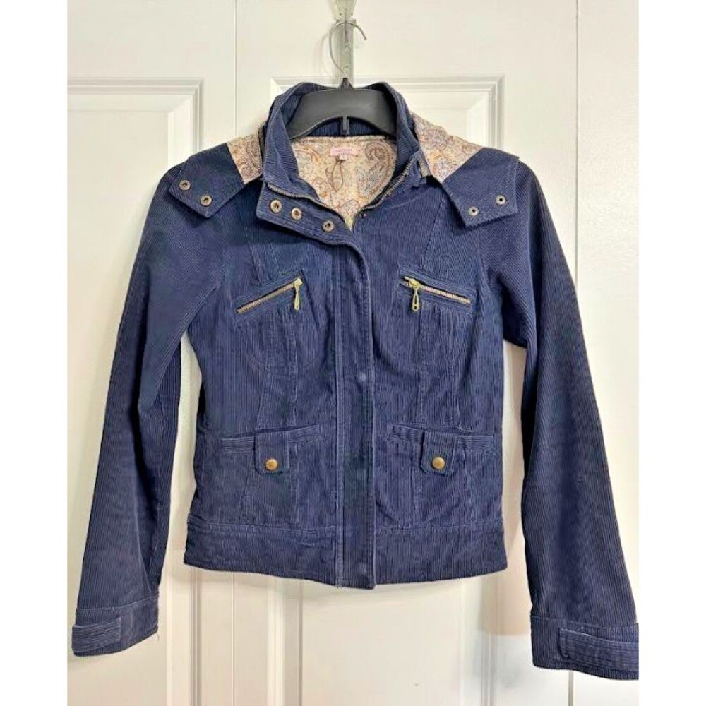 Sashimi Blue Corduroy Shacket Button Front Pocket Jacket Size S
